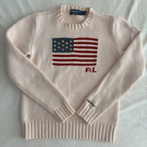 Ralph Lauren Pink Pony Flag Sweater - Small